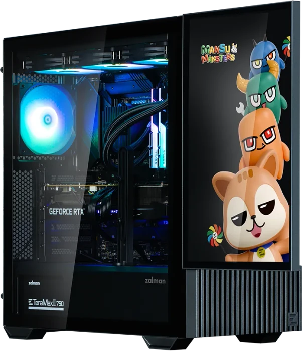 Zalman Z10 DS, schwarz, Display, Glasfenster