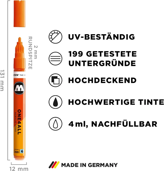 Molotow ONE4ALL 127HS 2mm Acrylmarker silber metallic