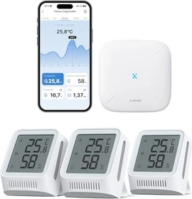 X-Sense STH0A WLAN Hygrometer Thermometer Innen mit SBS50 Basisstation, Temperatur-/Feuchtigkeitssensor, Kit (STH0A31)