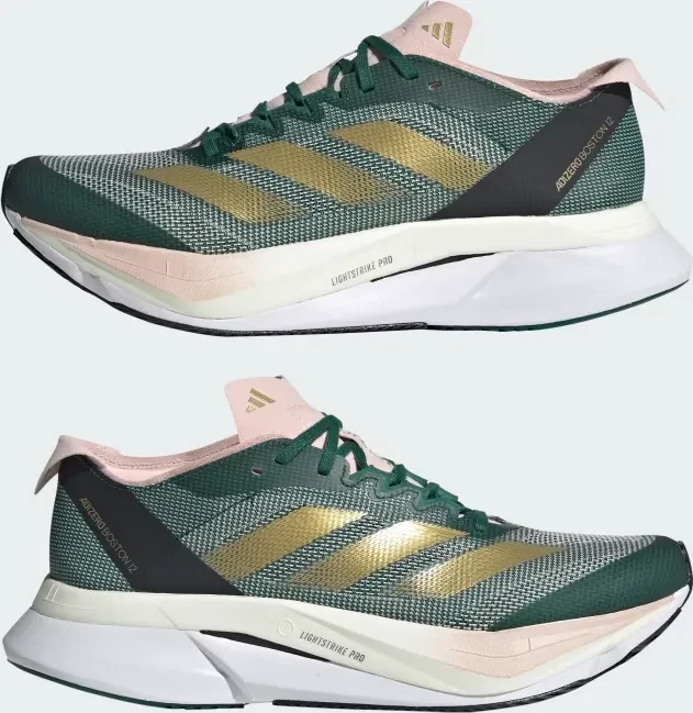 adidas Adizero Boston 12 collegiate green/matte gold/sandy pin (Damen)