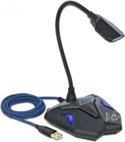 DeLOCK Desktop USB Gaming Mikrofon mit Schwanenhals und Mute Button