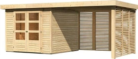 Karibu Askola 3.5 Gartenhaus inkl. Anbau 2.8m + Lamellenwand natur