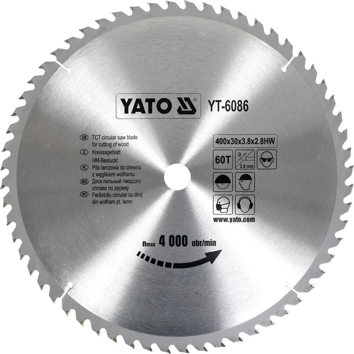 Yato YT-6086 HM Kreissägeblatt 60Z, 400x2.8x30mm, 1 Stück