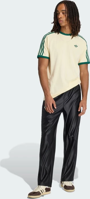 adidas 3-Streifen T-Shirt kurzarm warm vanilla/collegiate green (Herren)