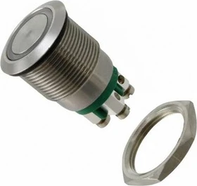 Bulgin Drucktaster silber, grün beleuchtet