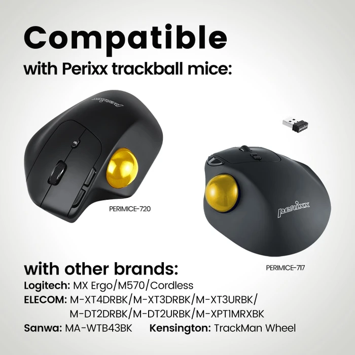 Perixx PERIPRO-303GGO 34mm für Perimice und Logitech M570, Ersatz-Trackball, gold