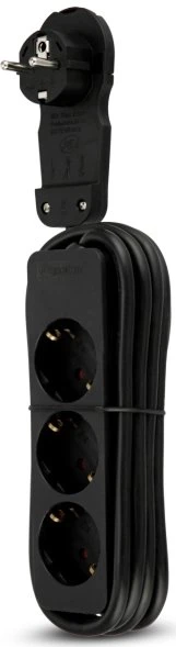 REV Ritter Steckdosenleiste mit REV-Flachstecker, 3-fach, 2m, schwarz