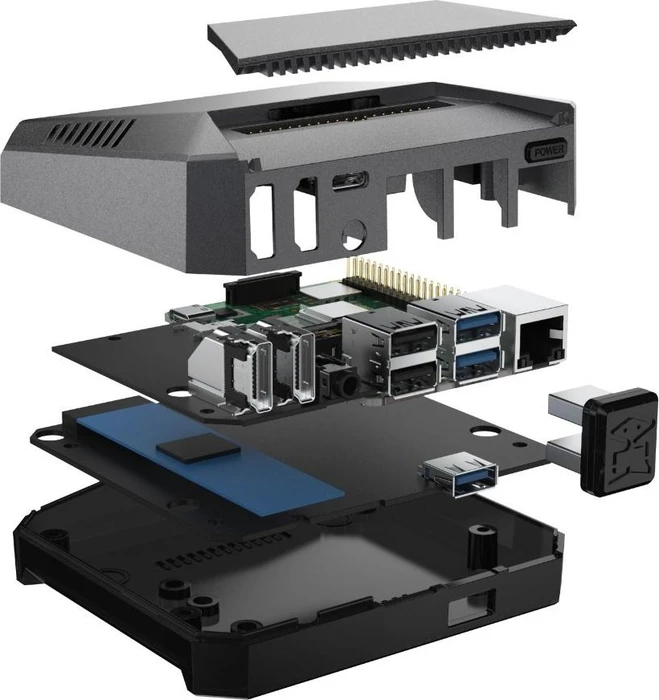 Argon40 ONE M.2 für Raspberry Pi 4 Modell B, schwarz