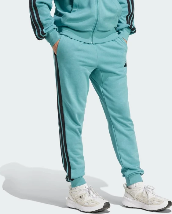 adidas Essentials 3-Streifen French Terry Trainingshose lang powder teal/black (Herren)