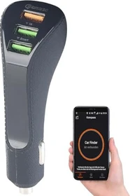Lescars 3-Port-Kfz-USB-Ladegerät schwarz