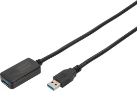 Digitus USB 3.0 aktives Verlängerungskabel, USB-A [Stecker] auf USB-A [Buchse], 5m schwarz (DA-73104)