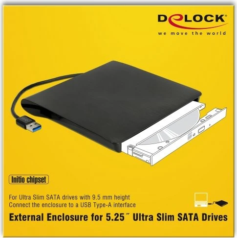 DeLOCK externes 5.25"-Gehäuse für Ultra Slim SATA Laufwerke, 9.5mm
