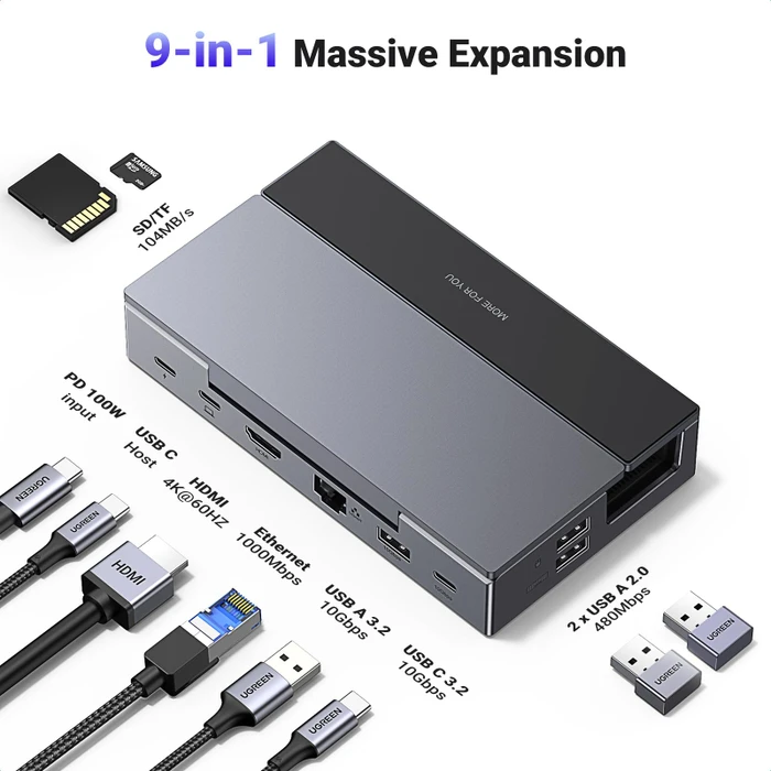 Ugreen Steam Deck Dock 9-in-1, USB-C 3.1 [Stecker]