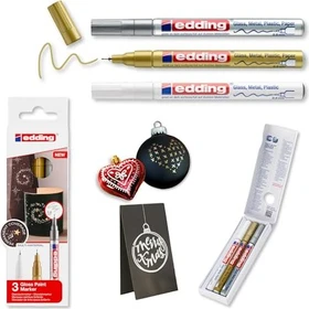 edding 780 Glanzlackmarker silber/gold/weiß, 3er-Set