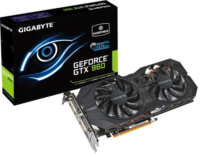 GIGABYTE GeForce GTX 960 Windforce 2X OC, 2GB GDDR5, 2x DVI, HDMI, 3x DP