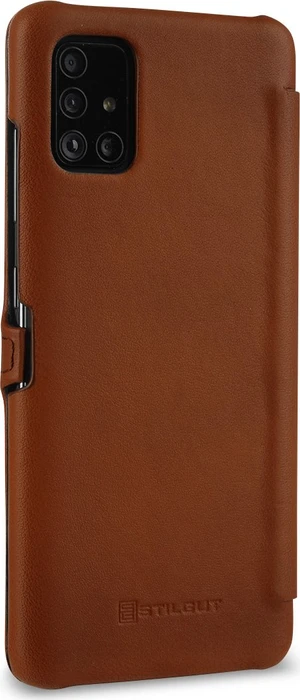 Stilgut Book Type Leather Case Clip für Samsung Galaxy A51 braun