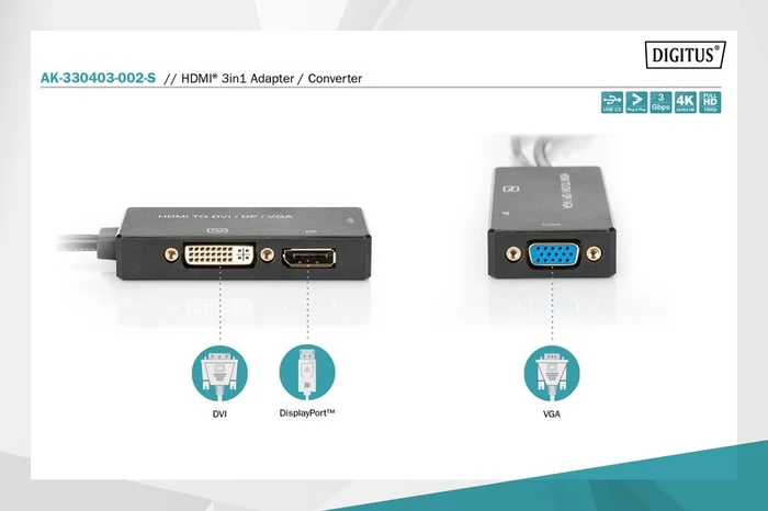 Digitus HDMI auf DisplayPort/DVI/VGA Adapter