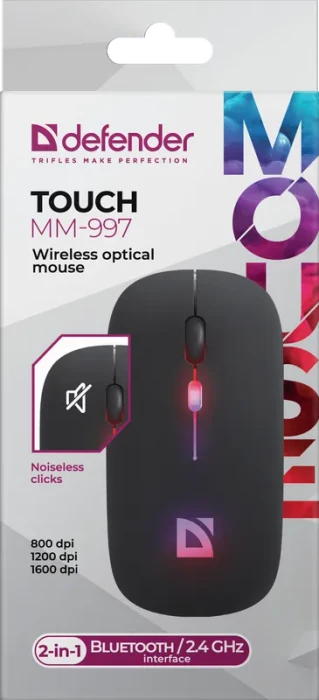 Defender Touch MM-997 Wireless Optical Mouse schwarz, USB/Bluetooth