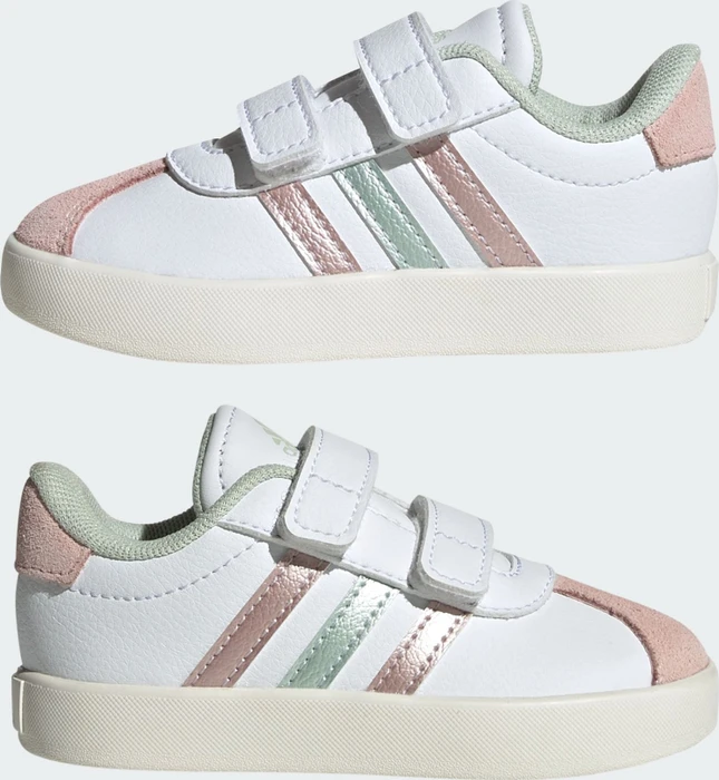 adidas VL Court 3.0 cloud white/linen green metallic/sandy pink metallic (Junior)