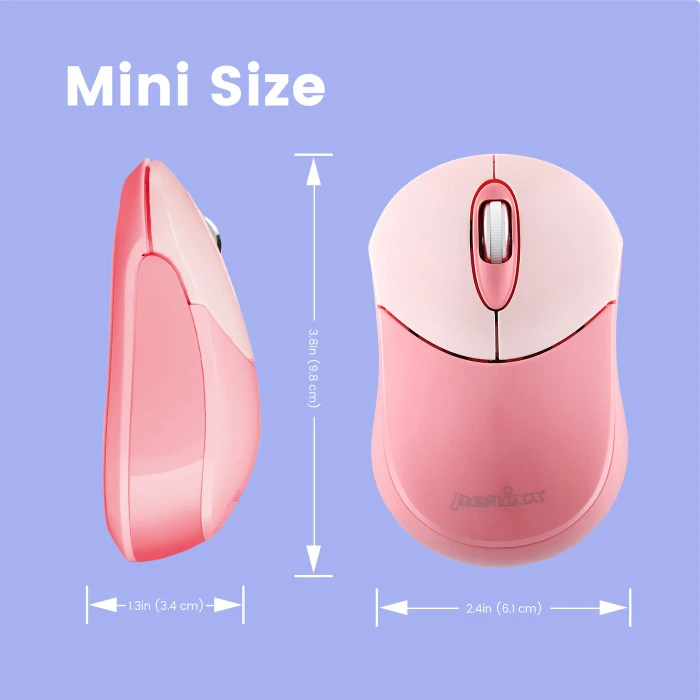 Perixx PERIMICE-802 Mini Bluetooth Maus Pink/Rosa, Bluetooth