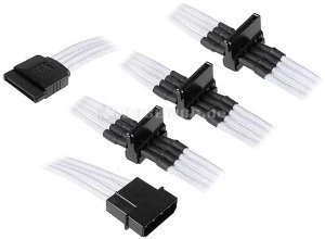 BitFenix Alchemy SATA-Stromadapter 4-Pin [IDE] auf 4x 15-Pin [SATA] 20cm, sleeved weiß