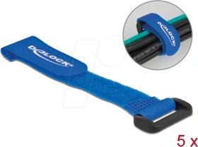 DeLOCK Klett-Kabelbinder mit Schlaufe, 20mm, 150mm, blau, 5 Stück