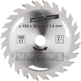Wolfcraft Serie Silber Kreissägeblatt 24Z, 150x2.4x20mm, 1 Stück