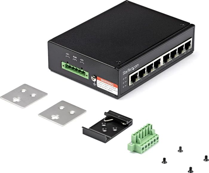 StarTech Industrial Desktop Gigabit Switch, 8x RJ-45, 180W PoE+