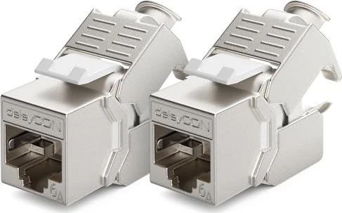deleyCON Keystone Modul RJ-45 Buchse via Verlegekabel, Cat6a, STP, 2er-Pack