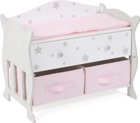 Bayer Chic 2000 Puppen Wickeltisch mit 3 Staufächern Stars grau