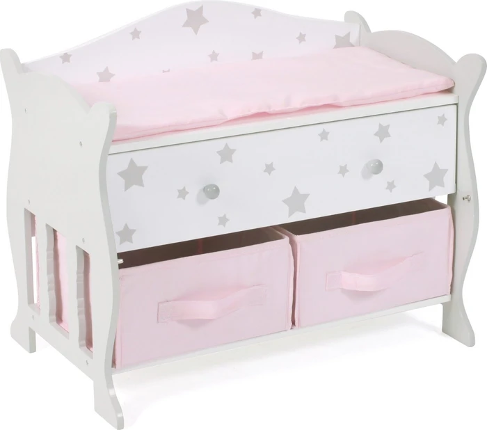 Bayer Chic 2000 Puppen Wickeltisch mit 3 Staufächern Stars grau