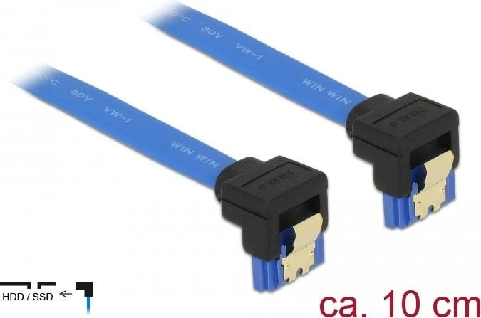 DeLOCK SATA 6Gb/s Kabel blau 0.1m, gewinkelt/gewinkelt