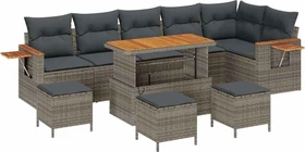 vidaXL Polyrattan Gartensofa Lounge-Set grau, 12-tlg.