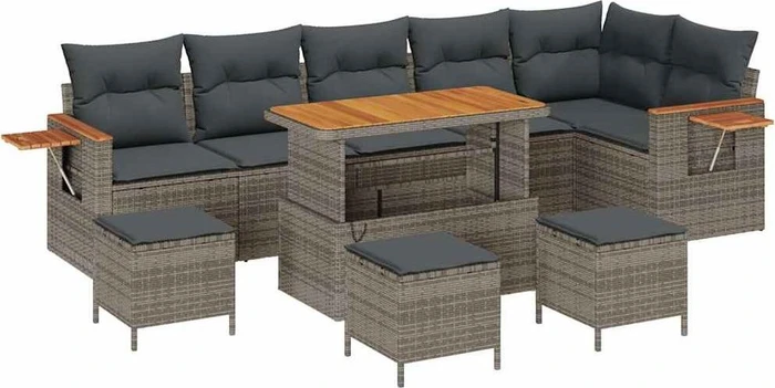 vidaXL Polyrattan Gartensofa Lounge-Set grau, 12-tlg.