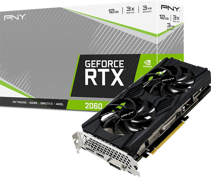 PNY GeForce RTX 2060 12GB Revel Dual Fan, 12GB GDDR6, DVI, HDMI, DP