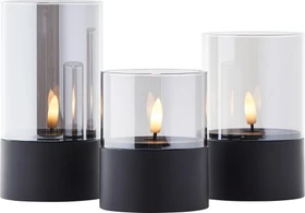 Brilliant Bougie LED-Tischleuchte schwarz/rauchglas, 3 Stück