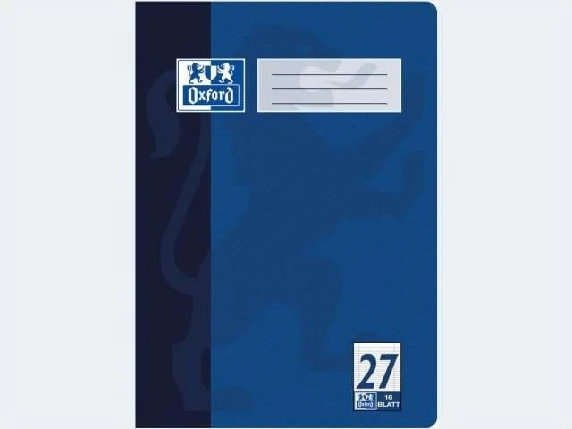 Oxford Schulheft, A4, Lineatur 27, dunkelblau, 16 Blatt, 15er-Pack