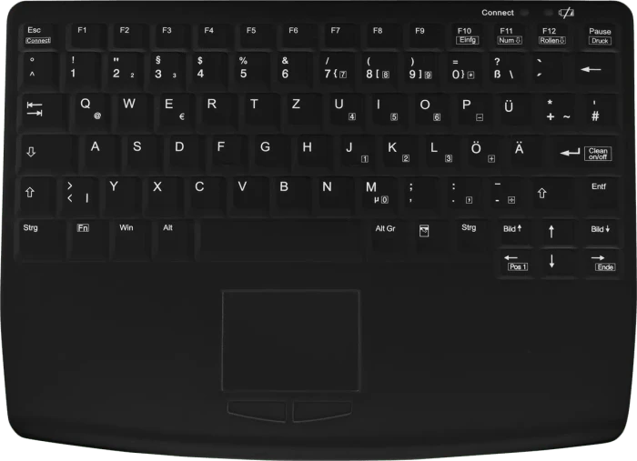 Contour Design Active Key kompakte Industrie-Tastatur mit Touchpad, schwarz, USB, DE