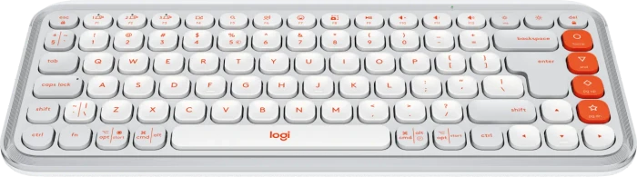 Logitech POP Icon Keys, Off-White & Orange, Logi Bolt, USB/Bluetooth, US