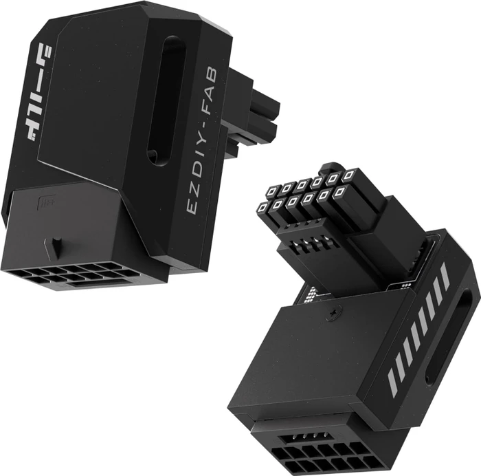 EZDIY-FAB 12V-2x6 Winkeladapter 90°, Variante STD, Sense-Pins an der Unterseite, schwarz