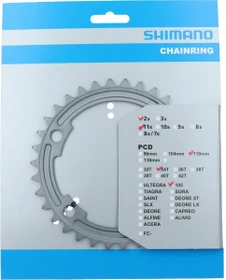 Shimano 105 FC-R7000 34 Zähne Kettenblatt silber