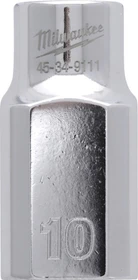 Milwaukee Four Flat Außensechskant Steckschlüssel 1/2", 10x38mm, 1 Stück