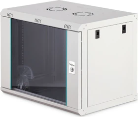 Digitus Dynamic-N Serie 19" Wandgehäuse 9HE, unmontiert, Sicherheitsglastür, IP2X, RAL 7035, 450mm tief