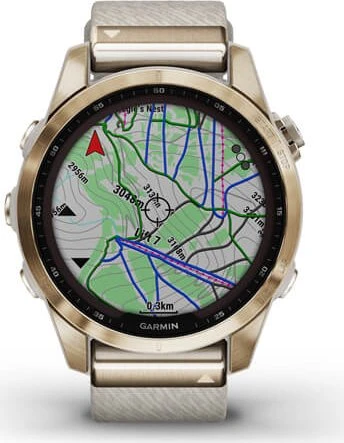 Garmin Fenix 7S Sapphire Solar cream gold titanium/cream heather