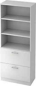 Hammerbacher HR-Schrank 5OH V7300, Relinggriff, weiß/weiß, Aufbewahrungskombination
