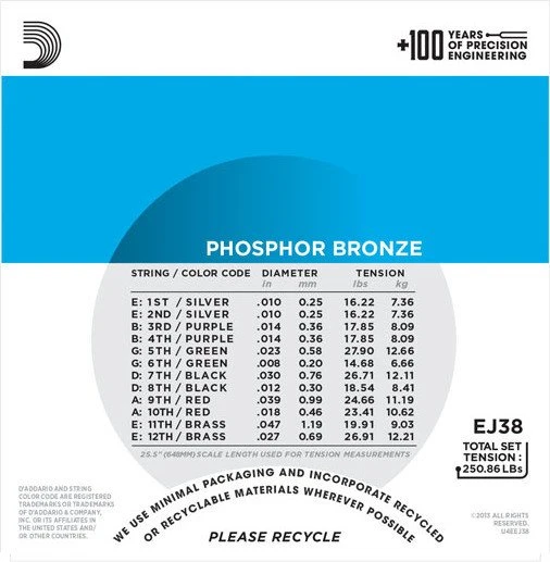 D'Addario Phosphor Bronze 12-String Light