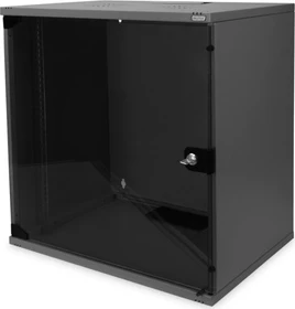 Digitus Professional SoHo-Line Wandschrank 12HE, unmontiert, Sicherheitsglastür, IP2X, schwarz, 400mm tief