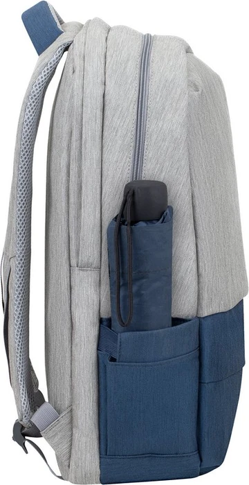 RivaCase Prater anti-theft Laptop Rucksack 17.3", Grey/Dark Blue