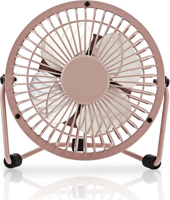 Nedis FNDK1PI10 USB Mini Tischventilator aus Metall 10cm rosa