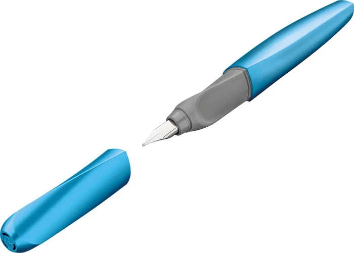 Pelikan Twist frosted blue, rechte Hand/linke Hand, mittel, Faltschachtel